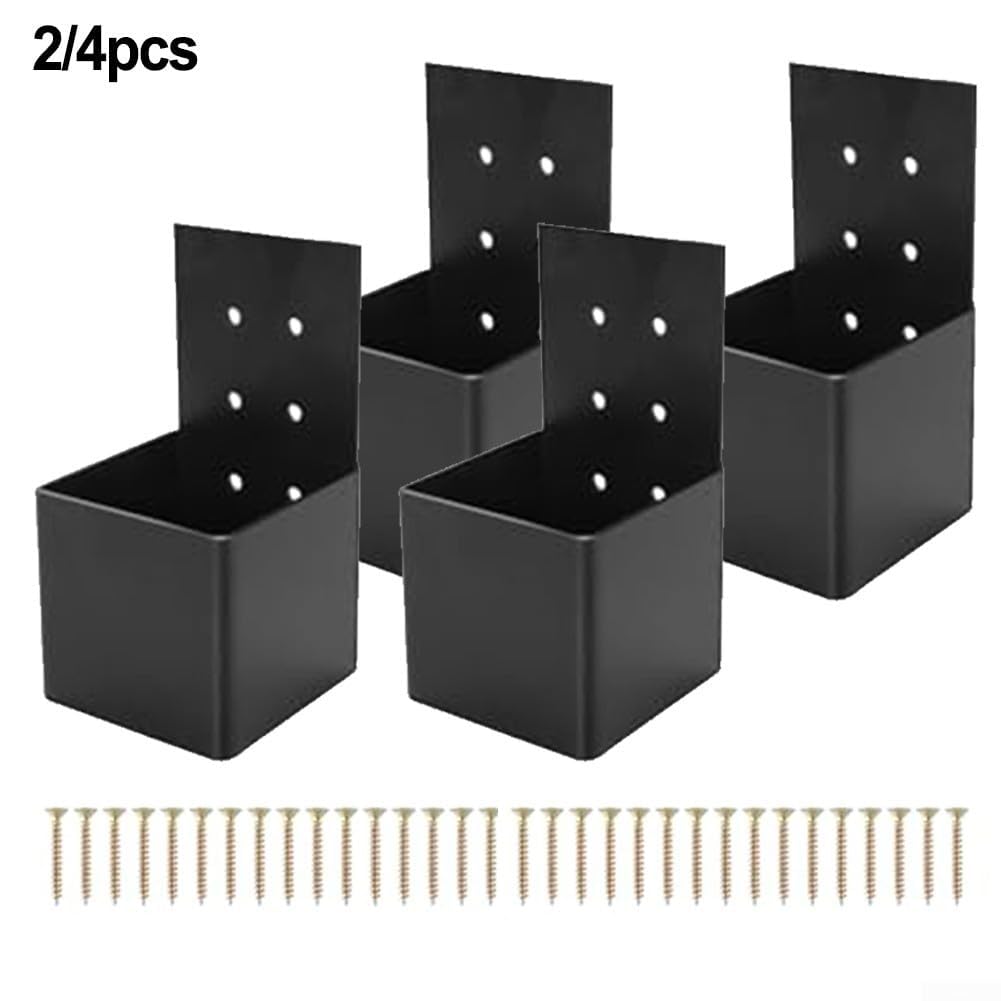 Lot de 2 connecteurs de pergola en acier pour poteaux en bois de 10 x 10 cm, supports robustes pour tonnelle, équerre d'angle à angle droit à 3 voies, noir