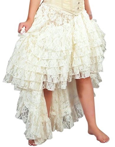 Women's Amelia Steampunk Skirt (S/M, Cream Lace)