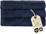 Harbourloom Boulevard Series Luxury Hand Towel Set - 3 Pack of Soft 600 GSM 100% Turkish Cotton Towels for Bathroom, Absorbent Guest Towels, 16x28 Inches Bathroom Towels Hotel Spa Quality (Azure Blue)