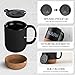 DOWAN Coffee Mugs, 15 oz Mug Set of 2, Large Ceramic Coffee Mug with Cork Bottom and Spill Proof Lid for Mom Dad, Big Mug for Latte Tea, Matte Grey