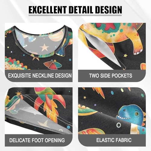 ALAZA Colorful Space Dinosaur Star Pajamas Short Sleeve 2 Piece Sleepwear Top and Bottom Pajama Set Unisex4