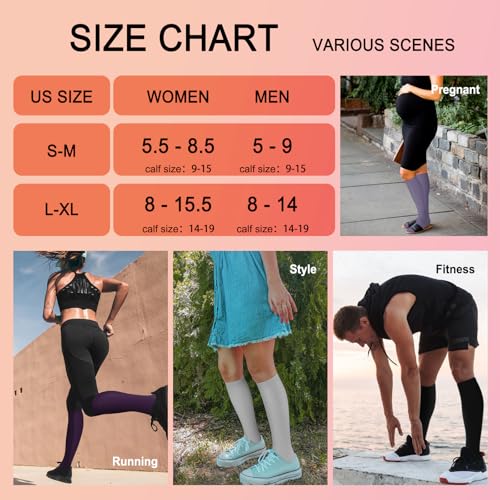 Image of Iseasoo 4 Pairs Compression Socks for Women Circulation-Best Support for Nurses,Running,Athletic,Travel