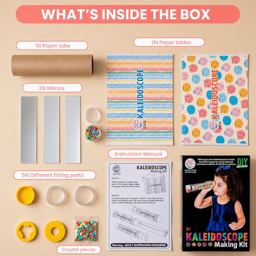 Image of Ratna's Kaleidoscope Making DIY Kit to Create Beautiful Patterns, Magical Educational Fun Birthday Gifts Toys for Kids 3+ Years