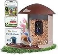 Smart Bird Feeder with Camera Solar Powered, 2.5K HD Birdwatching Camera with Free AI Bird Identification, Instant Notifications & Auto Video Capture, Brown