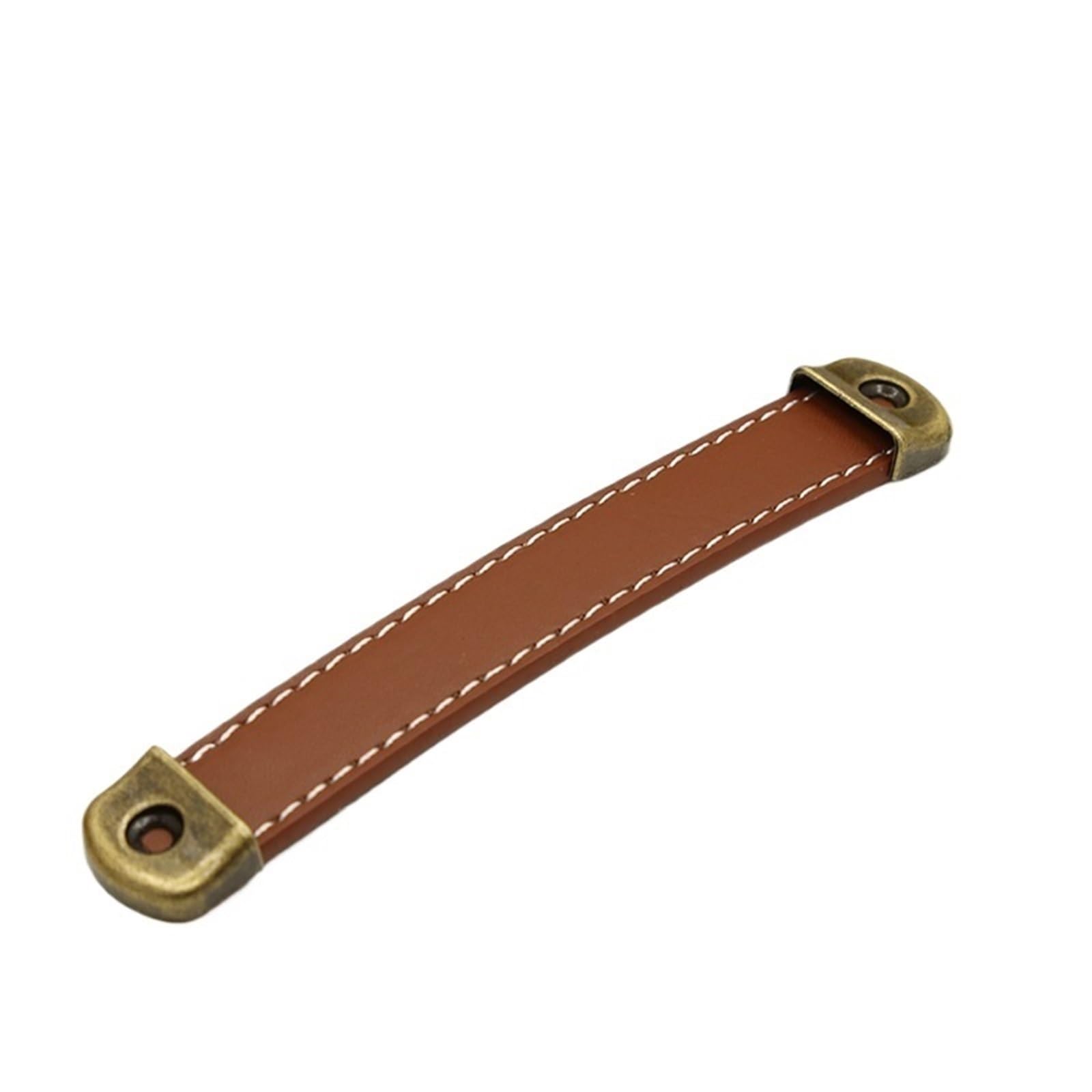 CQAHDSEVF Leather Drawer Pulls, Leather Drawer Knobs Multicolor Brass 96-160mm(Card Brown,128mm)