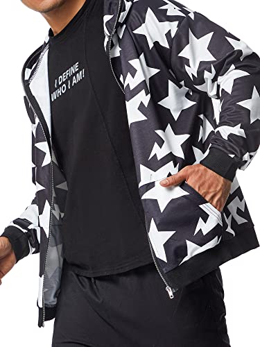 Hoodie Sweatshirt for Men Full Zip Up Oversized Star Print Graphic Hooded Jacket2