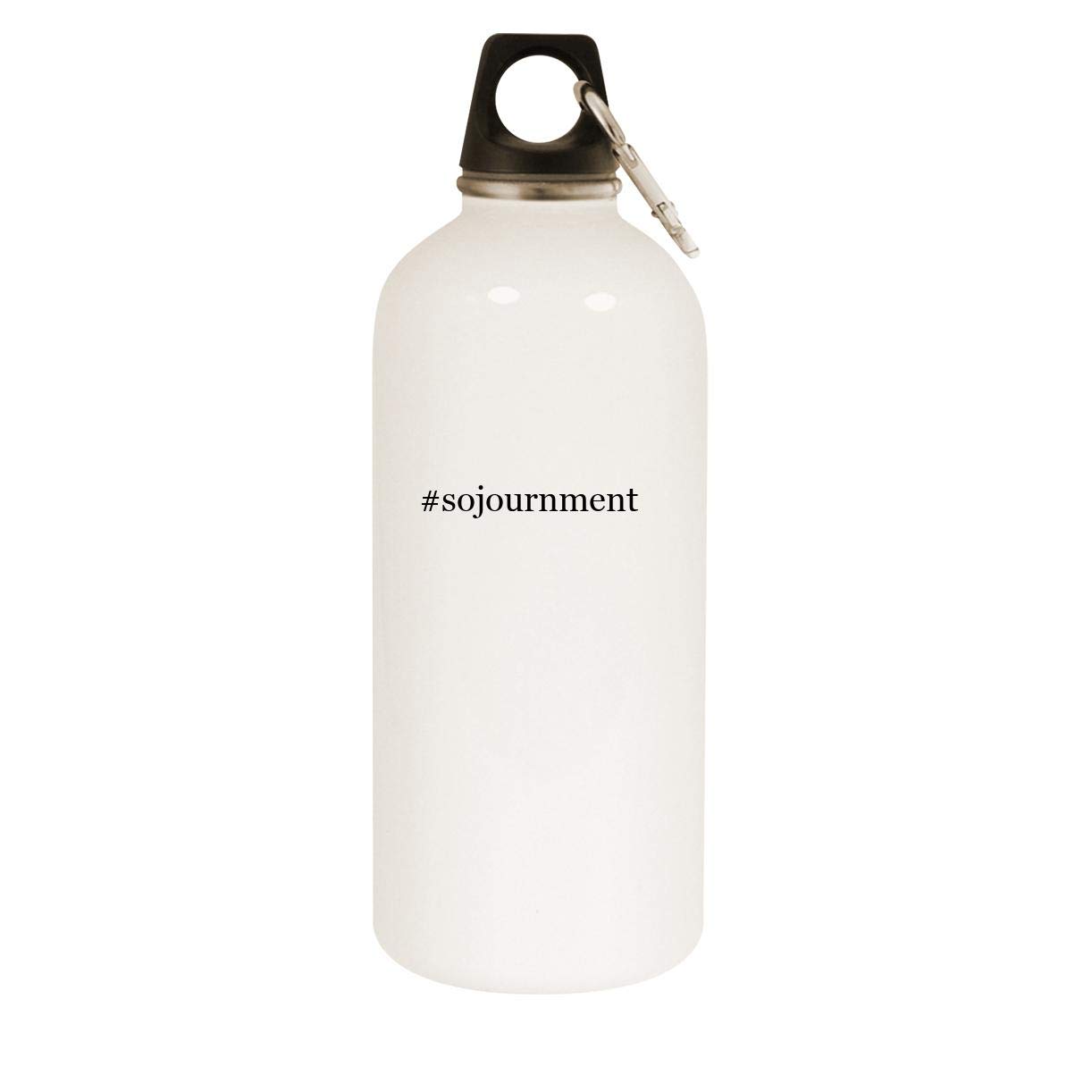 #sojournment - 20oz Hashtag Stainless Steel White Water Bottle with Carabiner, White