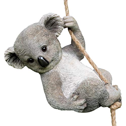 Prodbuy Home Adorable koala se balançant sur une corde - se penchant en arrière avec les yeux ouverts - Décoration à suspendre en forme de branche d'arbre de jardin Cover