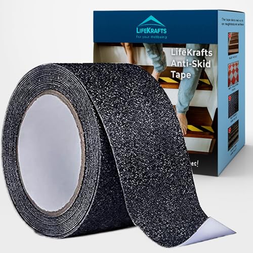 Lifekrafts Anti Skid Tape for Stairs | Heavy-Duty Anti Slip Grip Tape | For Floors, Staircase, Ramps, Tiles, Marble & Wood | Indoor & Outdoor Use | 5 