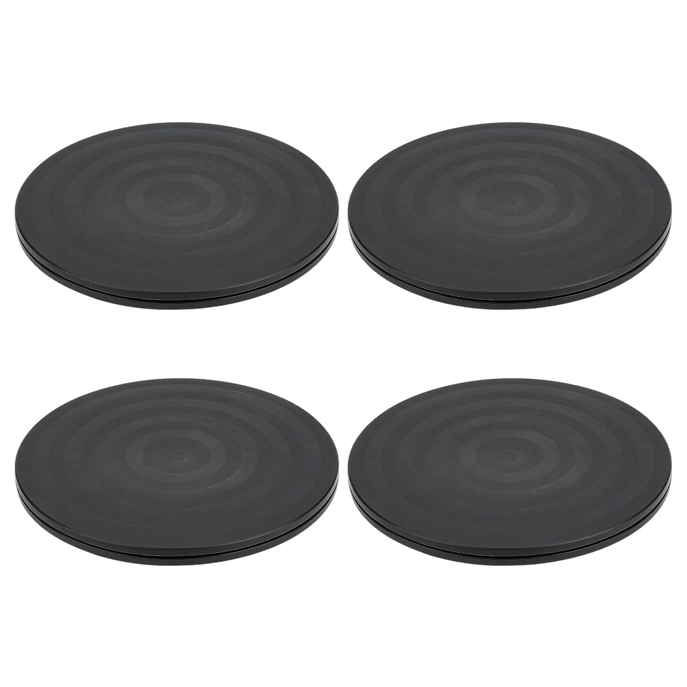 4 platos giratorios de plástico de 7.87 pulgadas, bandeja giratoria redonda plana negra para paquete y pasteles, organizador de platos giratorios para especias, 0.49 pulgadas de grosor