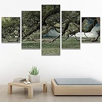 SIGNWIN 5 Panel Canvas Wall Art Modern Art Decorative Elements Expressive Leaves Multicolor Patterns Photography for Home Decorations Ready to Hang - 60