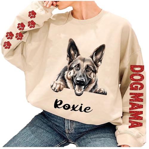 LOVELYPOD Personalized Dog Lover Gifts, Glitter Sweatshirt For Women, Dog Mama Shirts For Women3