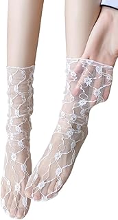 [Ekieta] 靴下 レディース 夏用 レースソックス 可愛い 透明なレース ロリータ 蒸れない 通気性 刺繍 上質な カジュアル靴下 春夏 薄手