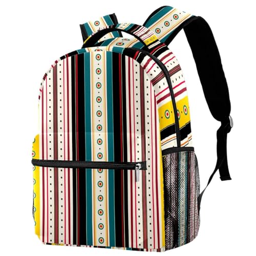 Sac à dos d'école vintage à rayures multicolores de 40 cm pour collège et lycée