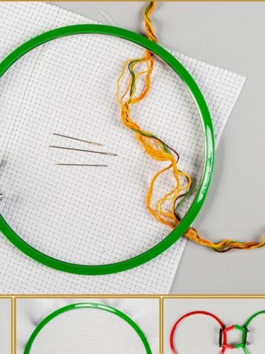 Image of Nurge Premium Quality, Metal Spring Tension Embroidery Hoops, Cross Stich Hoop, Darning Hoops, Embroidery Tension Shed (Green, Siz Mix)