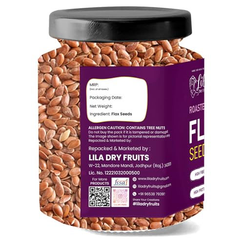Image of LILA DRY FRUITS Roasted Flax Seeds 100 Grams | Crunchy Healthy Seed for Daily Use Premium Roasted Alsi Seeds for Salads Smoothies Baking & Snacking Perfect for Gifting