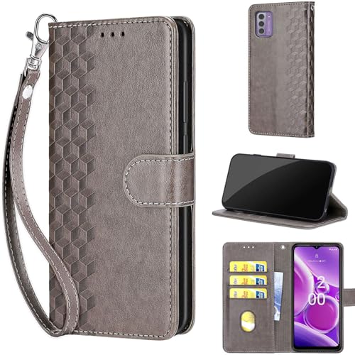 TOMYOU Handyhülle für Nokia G42 5G / G310 5G Hülle, Stoßfesten Flip Wallet Hülle mit Kartenfach Standfunktion Lederhülle Klapphülle kompatibel Nokia G42 5G / G310 5G Grau