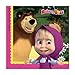 16 Kids Set of Masha and The Bear Party Supplies and Birthday New Year's Tableware Colored Napkins Paper Plates in a Set of 88 Items for 16 Guests