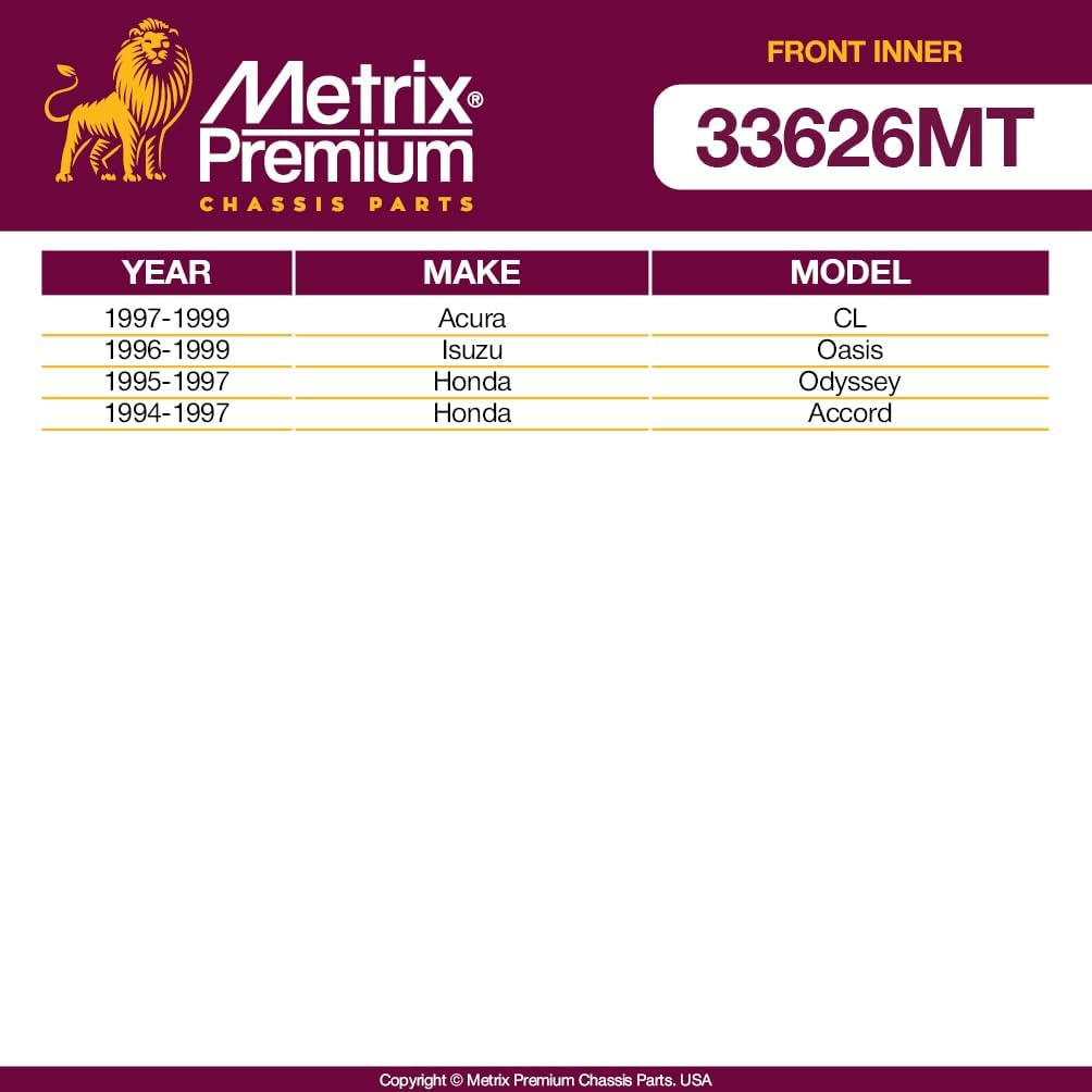 Metrix Premium Chassis Parts - Front Inner Tie Rod End Fits 1997-1999 Acura CL, 1996-1999 Isuzu Oasis, 1995-1997 Honda Odyssey, 1994-1997 Honda Accord, Replacement EV342, Made in Europe