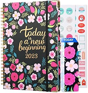 NADSSJL Academic Diary 2023, A5 Week to View from Jan. 2023 to Dec. 2023, 2023 Diary Week to View, Hardcover, Inner Pocket, Twin-Wire Binding, 21.5 x 15.5 x 1.5 cmLittle Flower