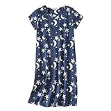 Navy Blue Star M Women's Nightgowns & Sleepshirts - Night Gowns for Adults, Sleep Night Shirts, House Dress