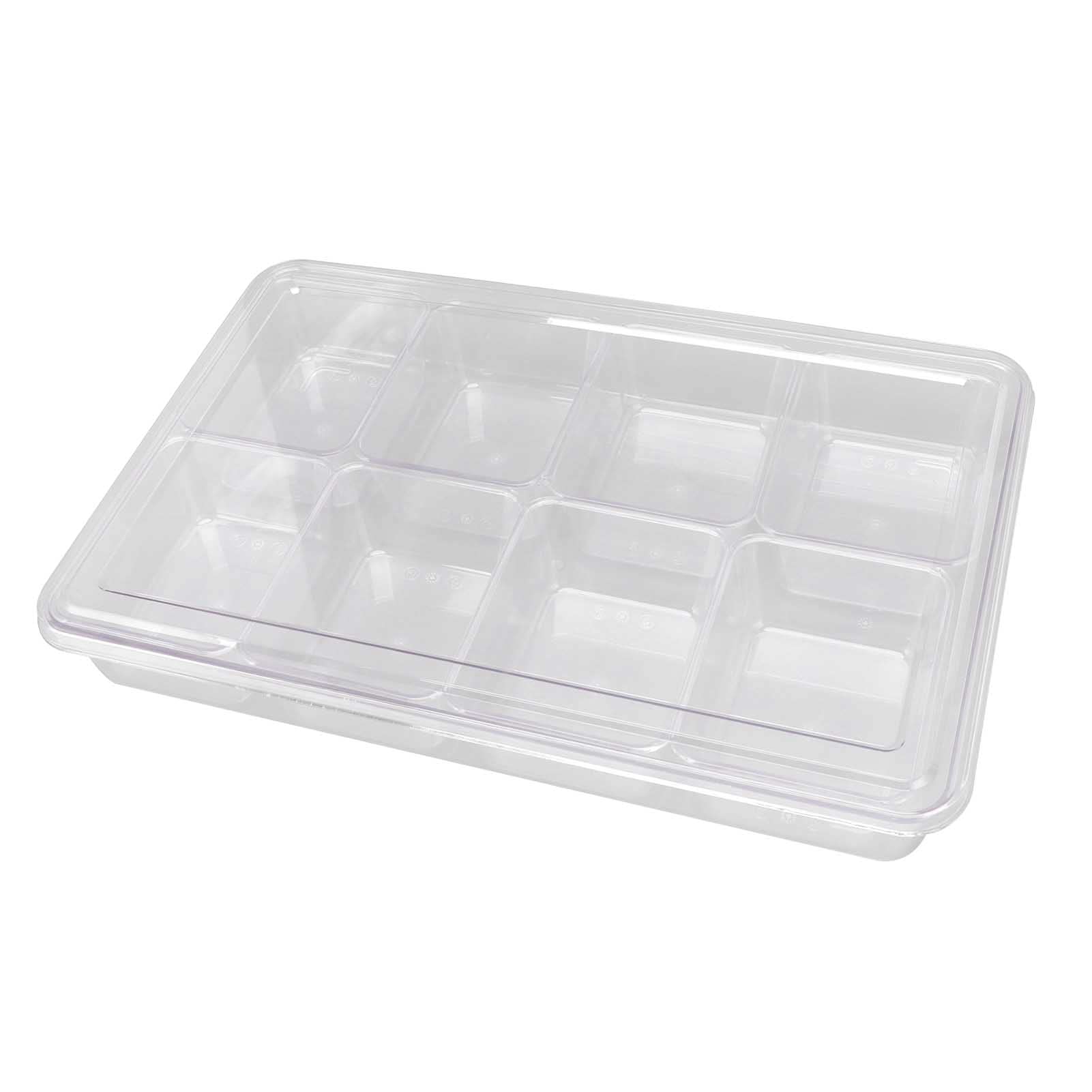 Contenitore per Condimenti Refrigerati, Scatola per Condimenti in Plastica Trasparente con Scomparti Rimovibili, Organizer di Grande capacità per per Macedonia, Vassoio da Portata per (8