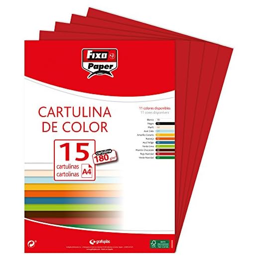 Fixo Paper 11110656 - Pack de 15 cartulinas, tamaño A4 cartulina color rojo carmín, 180g/m²