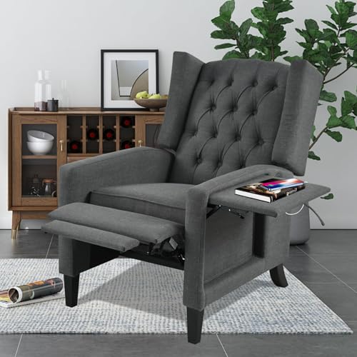 Vaztrlus Gray Recliner Chair with Side Table & USB