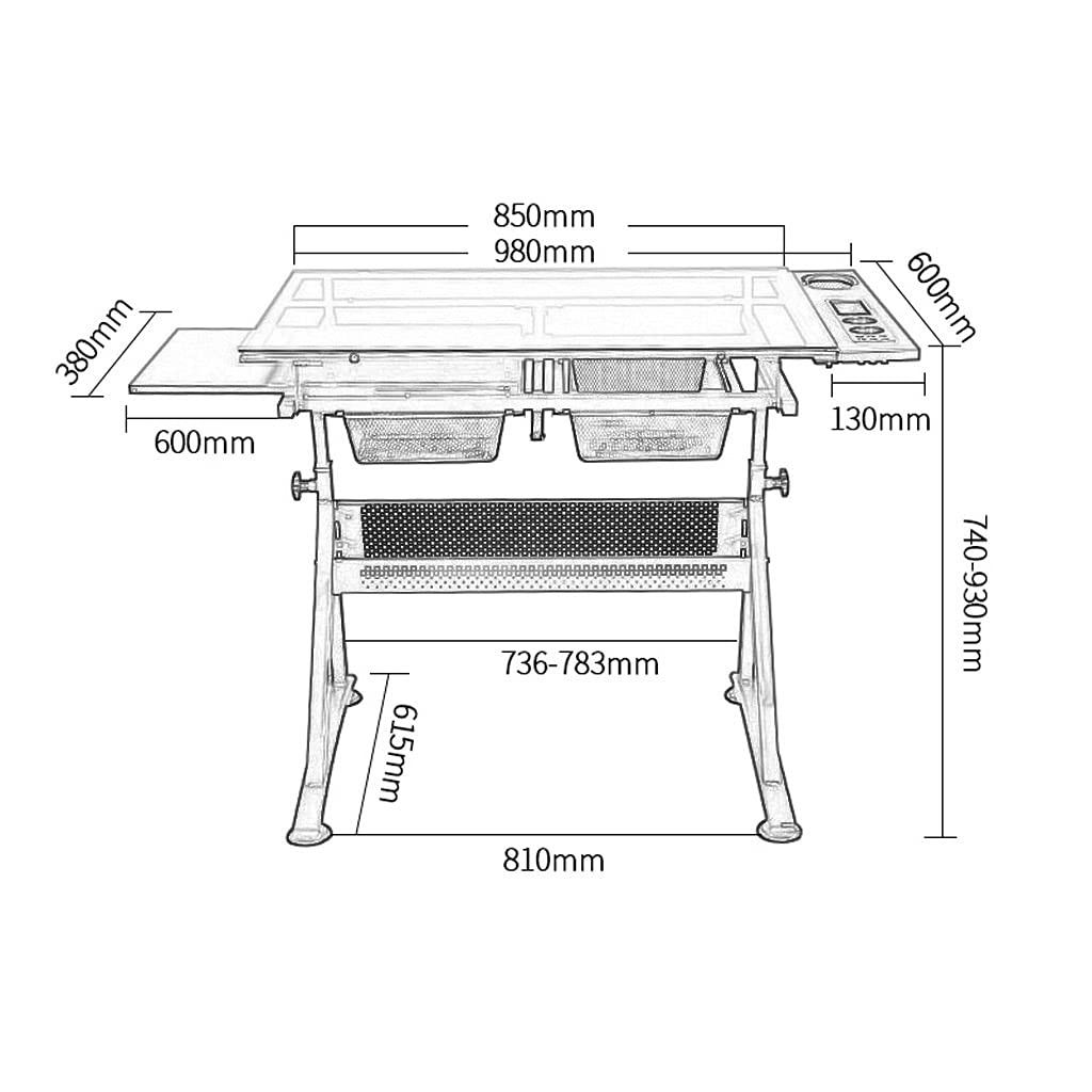 Tavolo da disegno pieghevole e regolabile, versatile scrivania per disegni, schizzi e pittura, ideale per casa, studio e ufficio