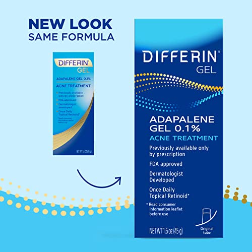 Differin Acne Treatment Gel, 180 Day Supply, Retinoid Treatment For Face With 0.1% Adapalene, Gentle Skin Care For Acne Prone Sensitive Skin, 45G Tube, Pack Of 2 (Packaging May Vary) #TOP1