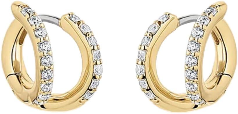 gorjana - Shimmer Double Huggies 3/8" - 18k Gold Plated - Cubic Zirconia - Illusion of Multiplicity - Women - Everyday Wear - Illusion of multiple piercings -