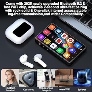 144GB MP3 Player with Bluetooth and WiFi, 4" Full Color Touch Screen MP4 Music Player with Spotify,Parental Control, YouTube,Pandora, Android Mainstrem Media MP4 Music Player for Kids up to 1TB,Black