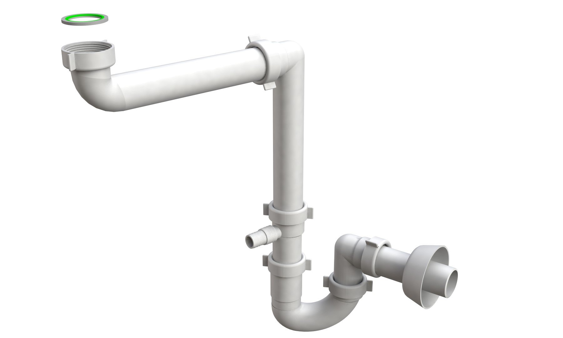 Sifone Salvaspazio BONOMINI Per Lavello Cucina - Collegamento Lavastoviglie O Lavatrice, Bianco