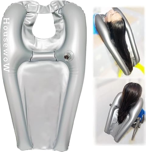 Cuenco inflable para champú bandeja portátil para lavado de pelo para mesita de noche y en la cama lavabo ligero para ancianos discapacitados