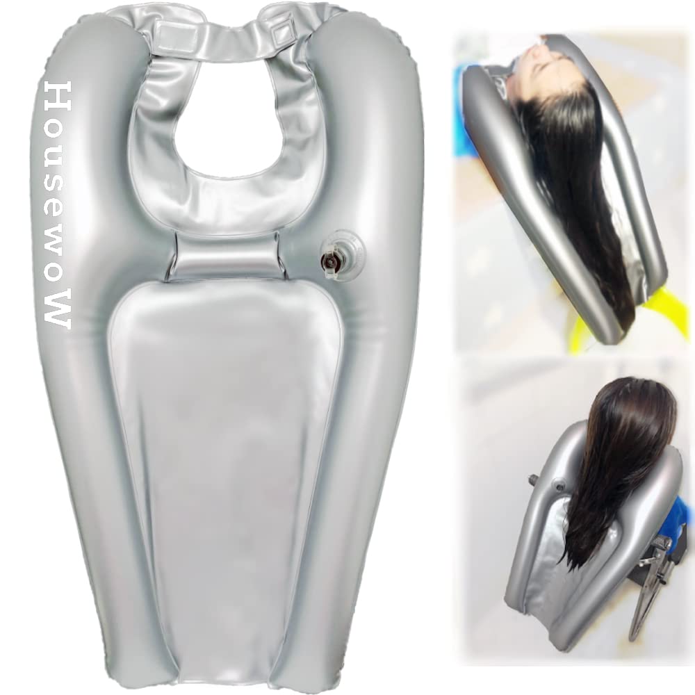 Inflatable Shampoo Bowl, Portable Hair Washing Tray for Bedside and in Bed, Lightweight Shampoo Basin for Elderly, Disabled, Pregnant, Injured,