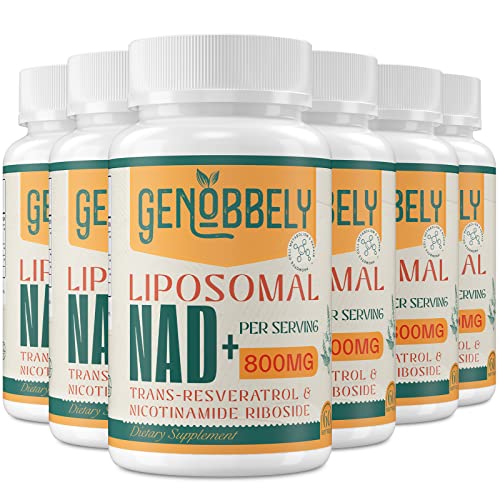 GENOBBELY 800 mg Liposomal NAD+ Supplement with Nicotinamide Riboside 200 mg, Trans-Resveratrol 100 mg - True NAD Supplement for DNA Repair, Healthy Aging, Brain Function - 360-Day Supply