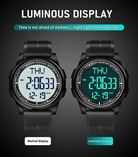 WIFORT Men Digital Watch Ultra-Thin and Wide-Angle Display, 5ATM Swimming Waterproof, Countdown Dual Time Stopwatch Backlight Alarm Mode, Fashion Metal Wrist Watches for Boys Mens