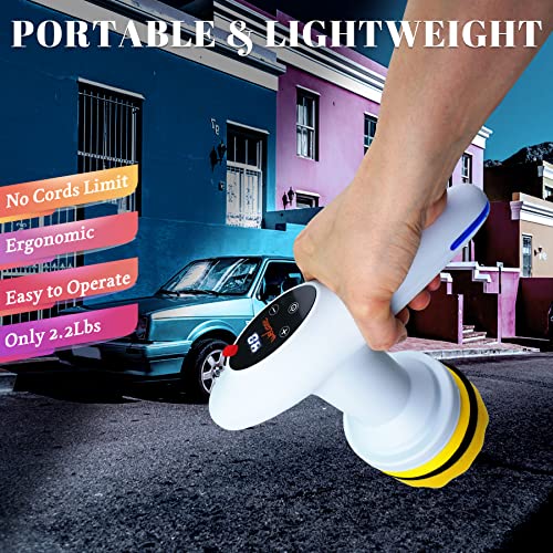 Cordless Car Polisher, 4 inch Car Buffer Polisher Kit, 12V w/ 2.0Ah Battery and Fast Charger, 2500-6000 RPM 6 Variable Speed, 4 Polishing Pads, for Car Detailing Car Scratch Repairing - Image 6