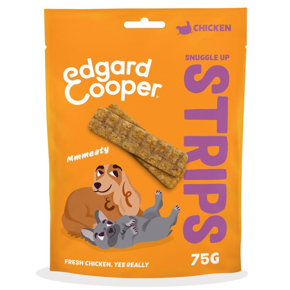 Edgard & Cooper Natural Dog Treats - Chicken Snuggle Up Strips - (1 x 75g bag), Grain Free, High in Protein fresh meat, full of essential amino acids for healthy insides