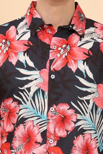 Mens Printed Casual Hawaiian Shirt and Shorts Set Button Down Co-ord Set3