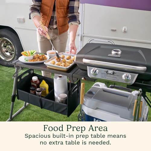 Cuisinart Prep ‘N Go Folding Gas Grill, Portable Stand-Up Propane Grill with Compact Fold and Storage Tote, Wheels and Side Table, 18,000 BTUs for Camping, Tailgating, Outdoor Cooking - image 4