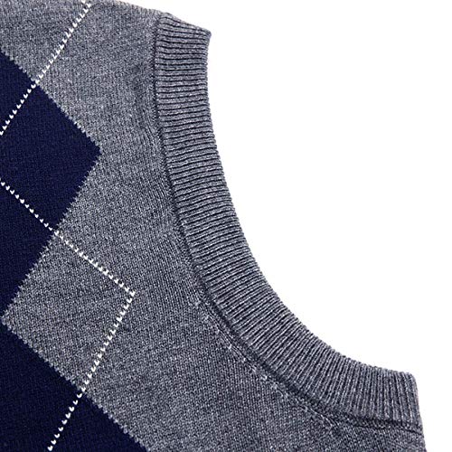 Zoroley Mens V Neck Sweater Vest Casual Sleeveless Knitted Pullover Business Slim Fit Knitwear Argyle Burgundy #TOP1