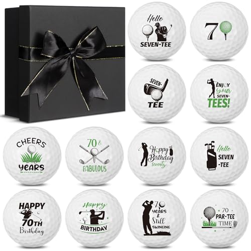 Seenelling 12 Pcs 70th Happy Birthday Golf Ball Funny Christmas