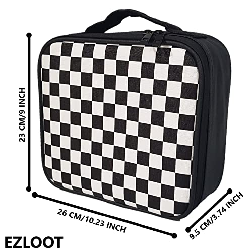 Image of Travel Makeup Case, Professional Cosmetic Train Cases Artist Storage Bag Make Up Tool Boxes Brushes Bags with Compartments Vanity Organizer (10 INCH(1 Layer), Chess Pattern)