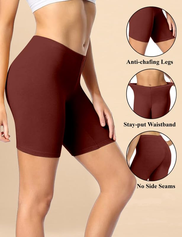 Image of TRENDMALLS Women's High Coverage Super Combed Cotton Elastane Stretch Mid Waist Shorties with Concealed Waistband Cycling Short