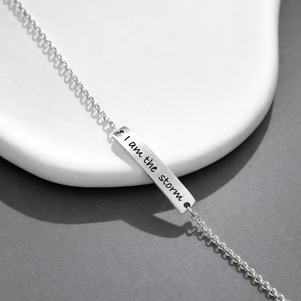I Am The Storm Bracelet for Women, 925 Sterling Silver Empowerment Jewelry, Meaningful Gift for Her