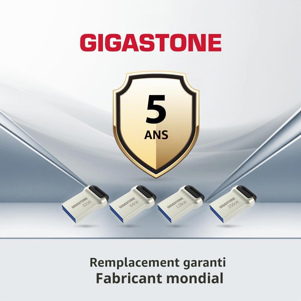 GIGASTONE 128Go Clé USB Nano Flash (Lot de 5) Z90 USB 3.2 Gen 1, 100Mo/s Ultra Rapide, Design Métallique, Mini, Stockage et Sauvegarde pour PC/Mac/TV/Voiture, USB 2.0/3.0/3.1 Compatible