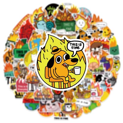 LYunMu This is Fine Dog Aufkleber Dog Sticker Set 50 Stücke Niedlich Deko für Auto Laptop Skateboard Fahrrad Moped Motorrad Fahrrad Computer,Geeignet für Erwachsene Kinde