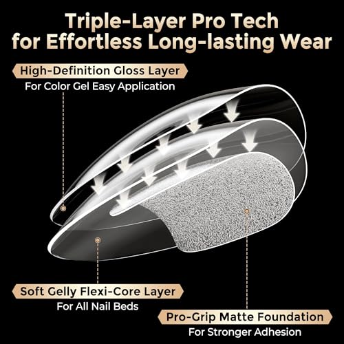 Image of Luckyfairy Medium Stiletto Nail Tips 504Pcs X-Soft Gel Fake Nails | 12 Sizes Pre-Shaped Half Matte Full Cover Stiletto Nails, Natural Almond Shape, Break-Resistant, Home DIY Nail Salon Quality