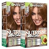 Garnier Color Nutrisse Ultra Color Nutritivo Crema para Cabello, B4 Caramel Chocolate, 2 unidades